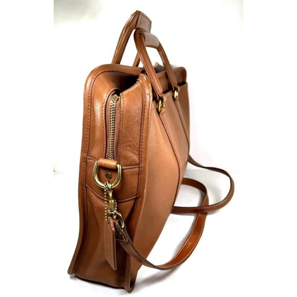 Coach Brown Leather Multi Compartment Briefcase w/ Replacement Strap- Distressed - Picture 4 of 12